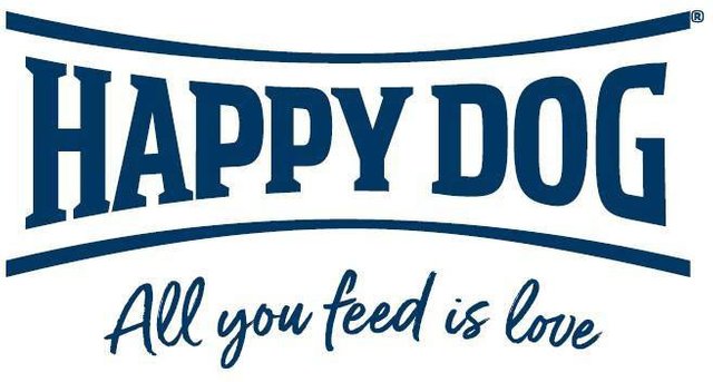 Blauer Text Happy Dog All you need is love